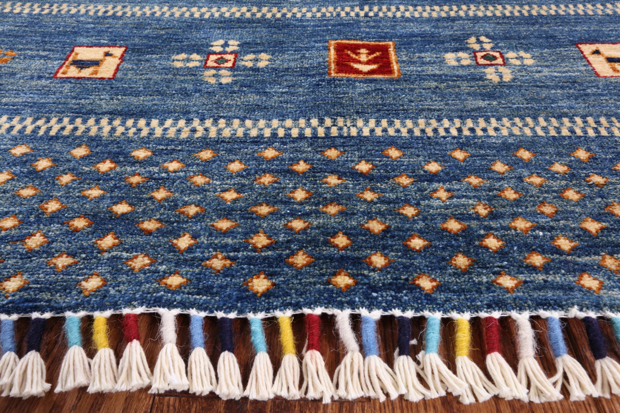 Tribal Gabbeh Hand Knotted Wool Area Rug - 6' 8" X 9' 8" - Golden Nile