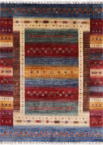 Persian Gabbeh Tribal Hand Knotted Wool Rug - 5' 9
