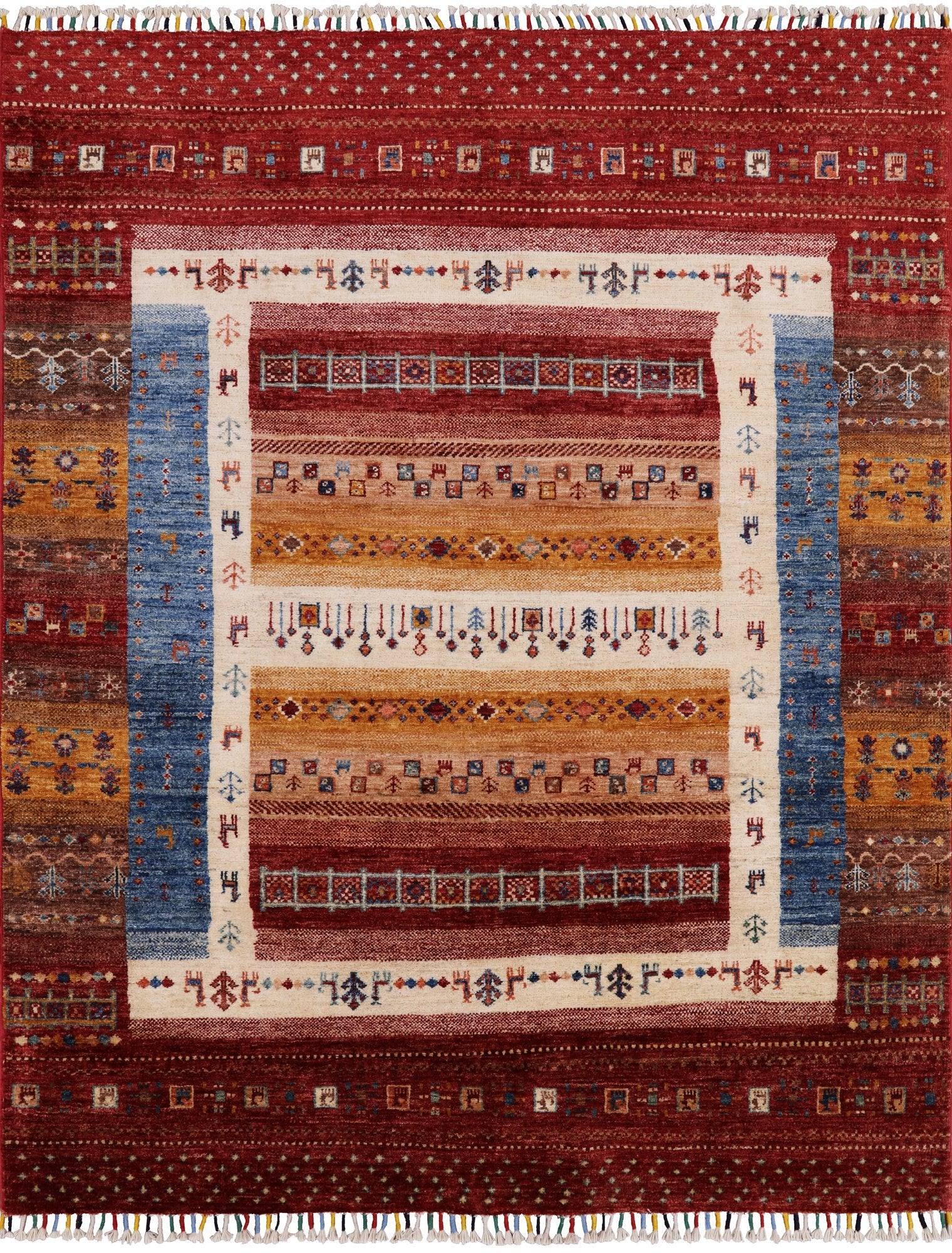 Persian Gabbeh Tribal Hand Knotted Wool Rug - 5' 2" X 6' 3" - Golden Nile