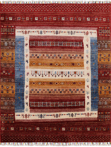 Persian Gabbeh Tribal Hand Knotted Wool Rug - 5' 2