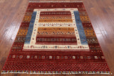 Persian Gabbeh Tribal Hand Knotted Wool Rug - 5' 2" X 6' 3" - Golden Nile