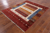 Persian Gabbeh Tribal Hand Knotted Wool Rug - 5' 2" X 6' 3" - Golden Nile