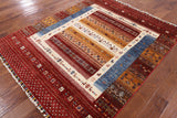 Persian Gabbeh Tribal Hand Knotted Wool Rug - 5' 2" X 6' 3" - Golden Nile
