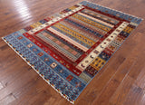 Tribal Gabbeh Hand Knotted Wool Rug - 5' 7" X 7' 11" - Golden Nile