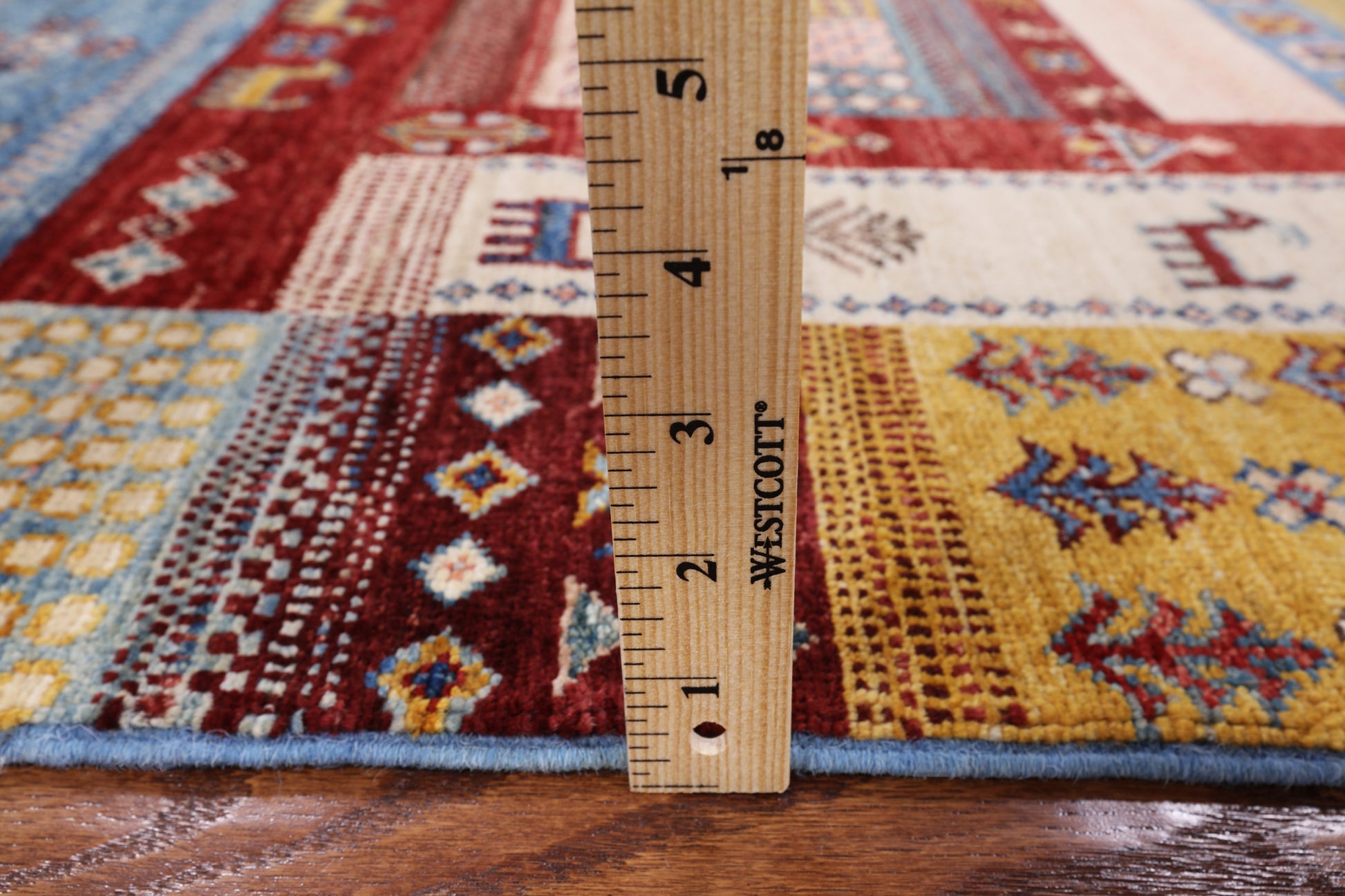 Tribal Gabbeh Hand Knotted Wool Rug - 5' 7" X 7' 11" - Golden Nile