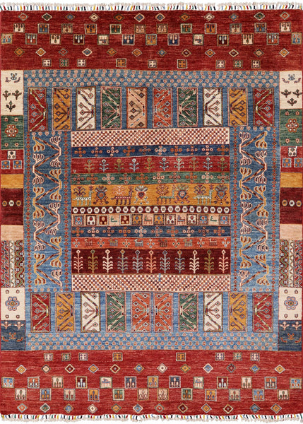 Tribal Persian Gabbeh Handmade Wool Rug - 5' 9" X 7' 7" - Golden Nile
