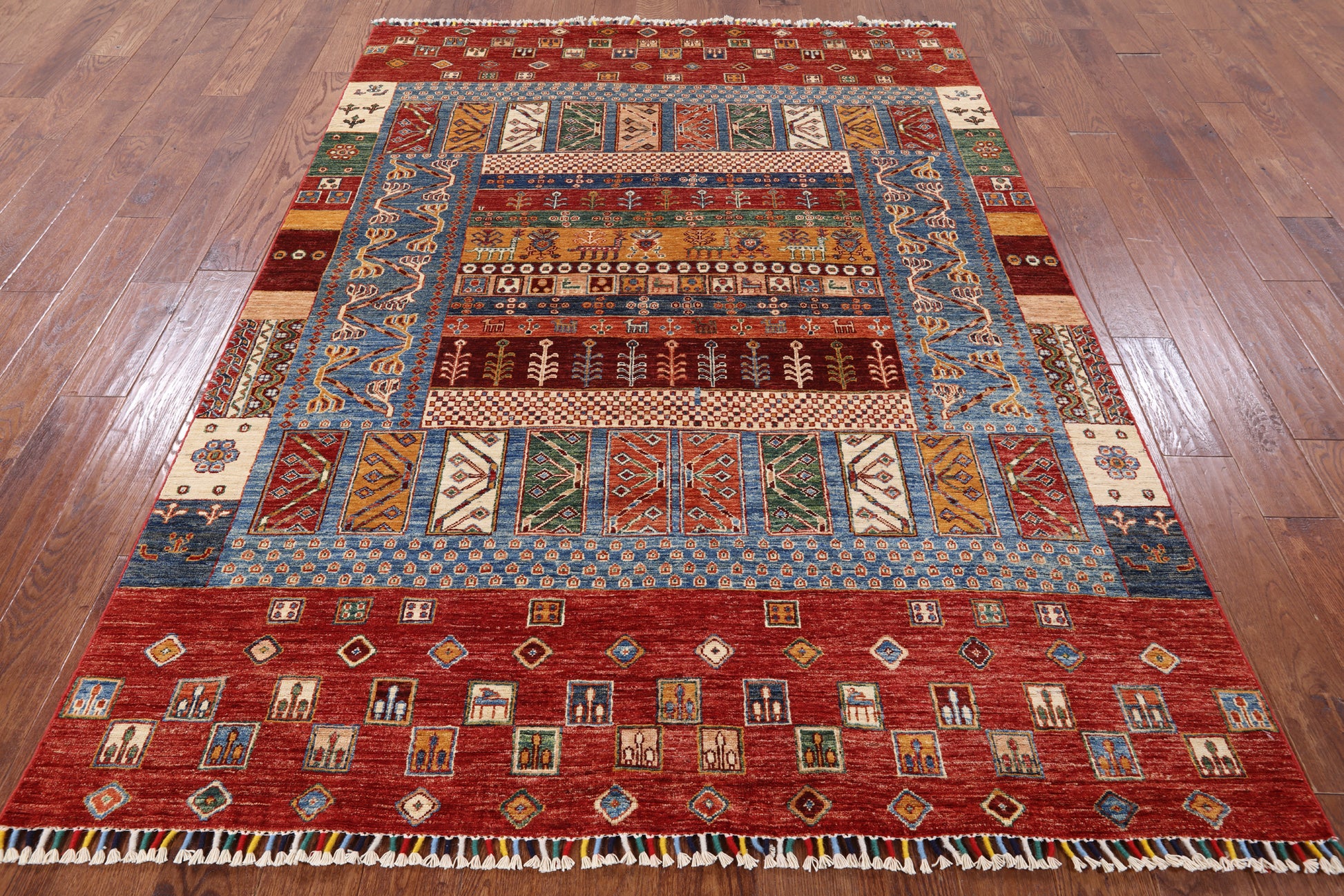 Tribal Persian Gabbeh Handmade Wool Rug - 5' 9" X 7' 7" - Golden Nile
