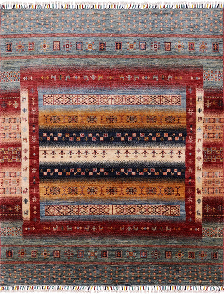 Persian Gabbeh Tribal Handmade Wool Rug - 5' 0" X 6' 2" - Golden Nile