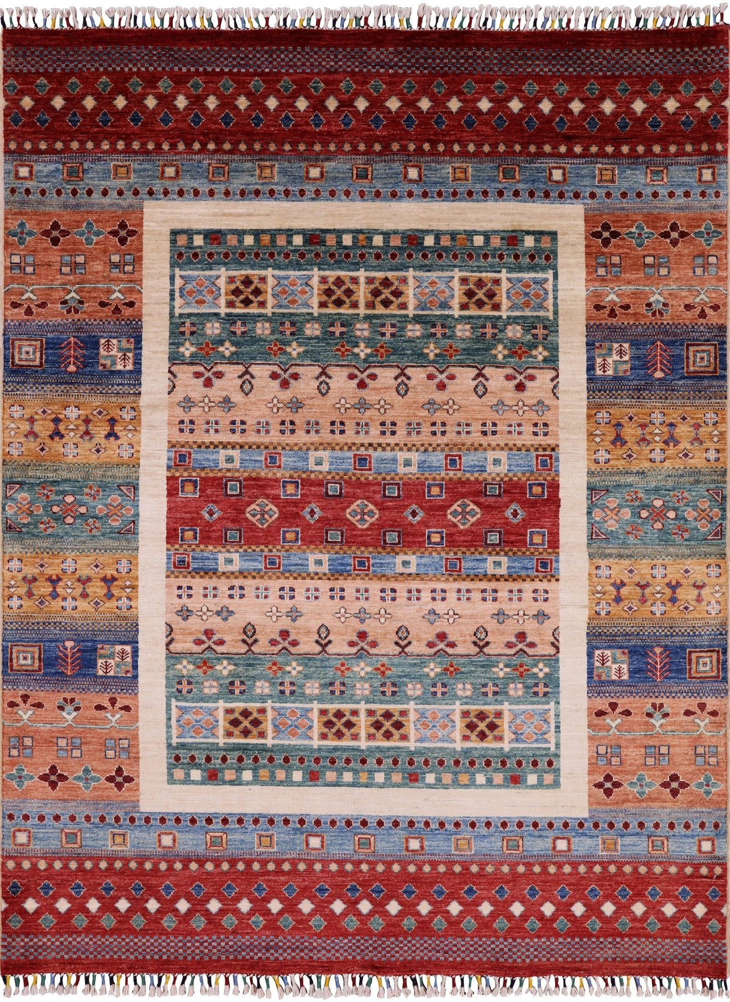 Tribal Persian Gabbeh Hand Knotted Wool Rug - 5' 0" X 6' 7" - Golden Nile