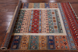 Tribal Persian Gabbeh Hand Knotted Wool Rug - 5' 0" X 6' 7" - Golden Nile