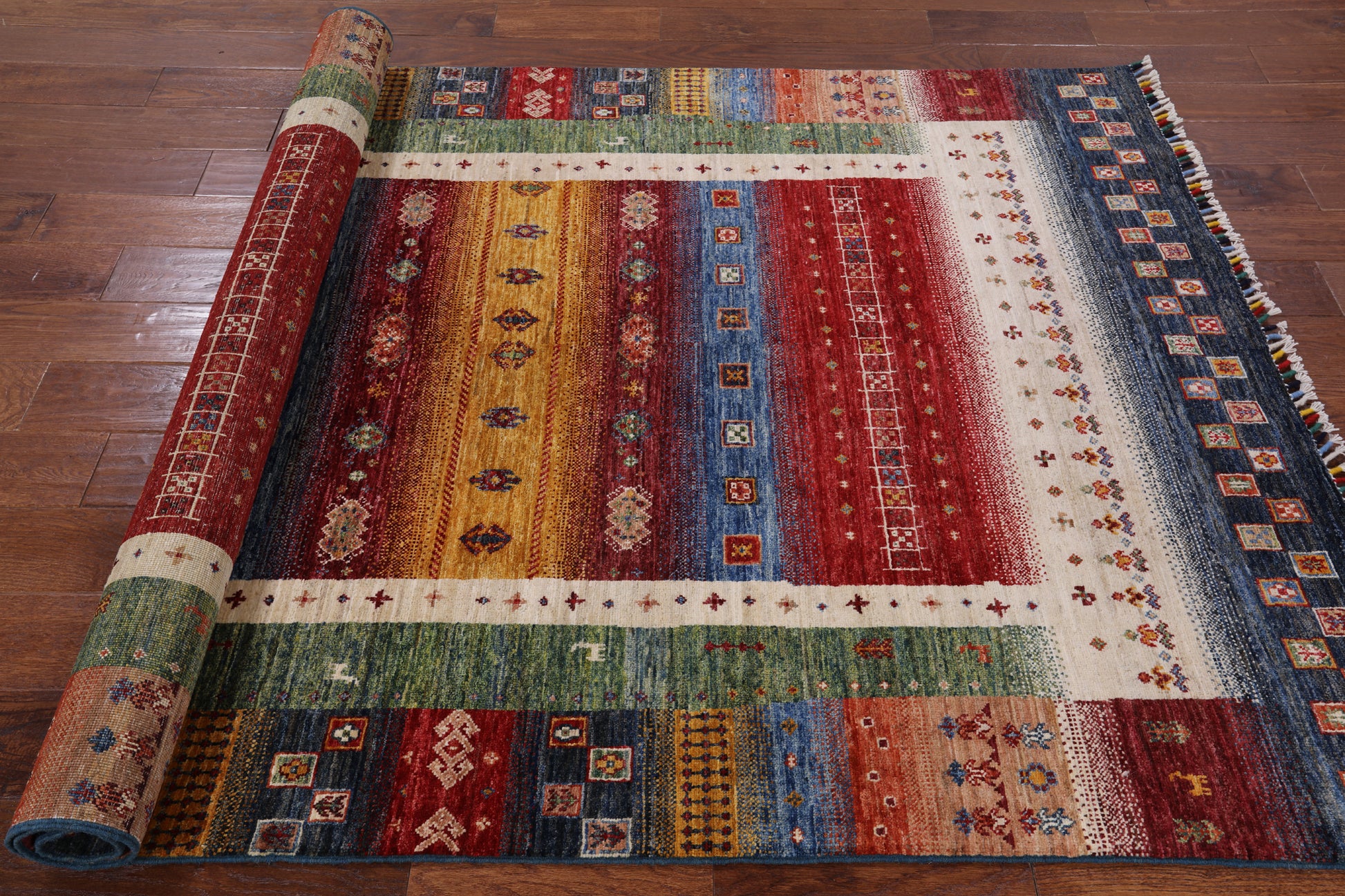 Tribal Persian Gabbeh Hand Knotted Wool Rug - 4' 11" X 7' 4" - Golden Nile