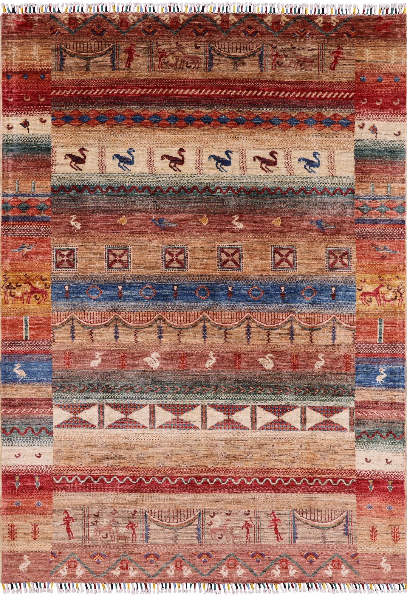 Tribal Gabbeh Hand Knotted Wool Rug - 5' 8" X 7' 10" - Golden Nile