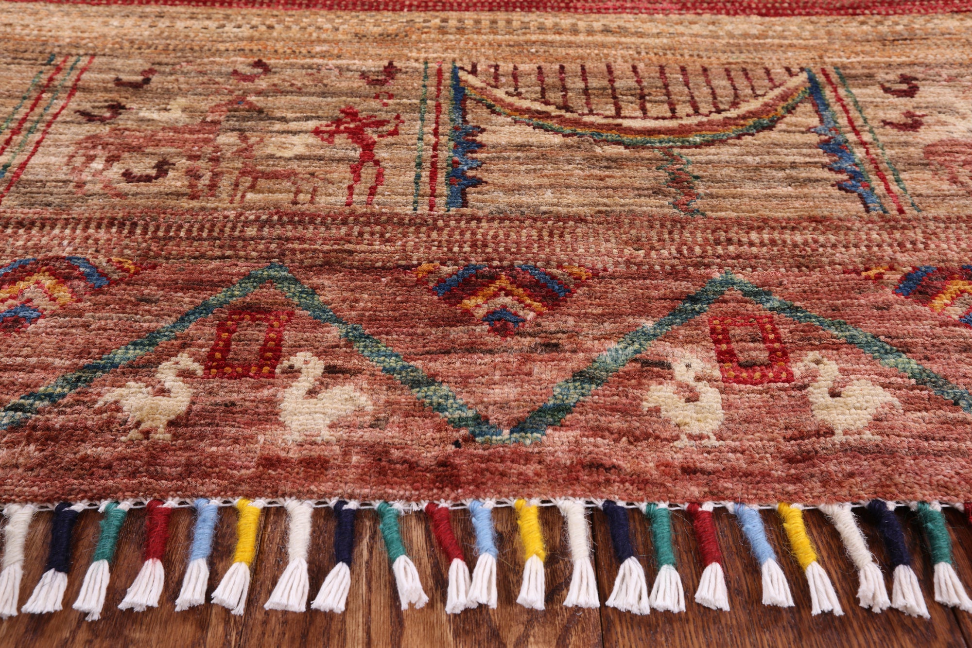 Tribal Gabbeh Hand Knotted Wool Rug - 5' 8" X 7' 10" - Golden Nile