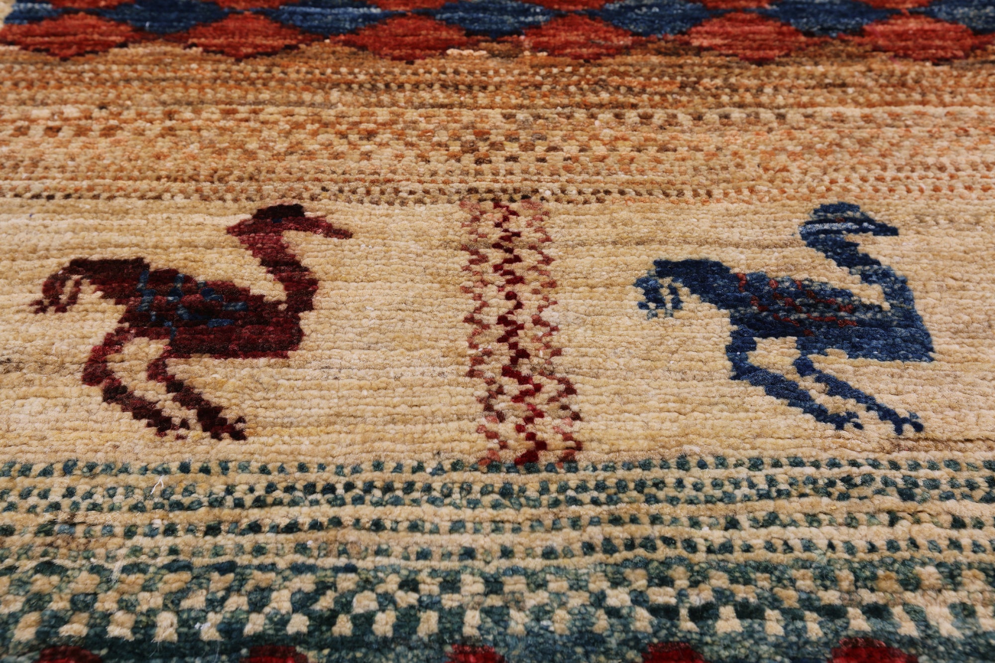 Tribal Gabbeh Hand Knotted Wool Rug - 5' 8" X 7' 10" - Golden Nile