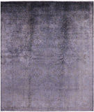 Grey Full Pile Overdyed Hand Knotted Wool Rug - 8' 4" X 9' 8" - Golden Nile