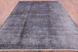 Grey Full Pile Overdyed Hand Knotted Wool Rug - 8' 4" X 9' 8" - Golden Nile