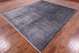 Grey Full Pile Overdyed Hand Knotted Wool Rug - 8' 4" X 9' 8" - Golden Nile