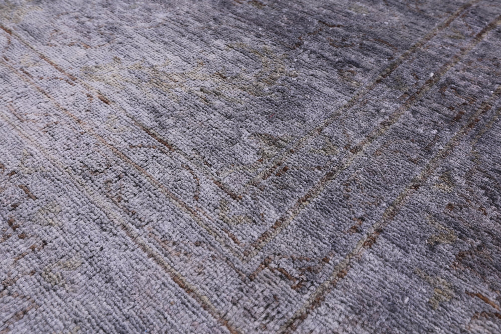 Grey Full Pile Overdyed Hand Knotted Wool Rug - 8' 4" X 9' 8" - Golden Nile