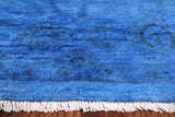 Blue Full Pile Overdyed Hand Knotted Wool Area Rug - 8' 3" X 9' 10" - Golden Nile