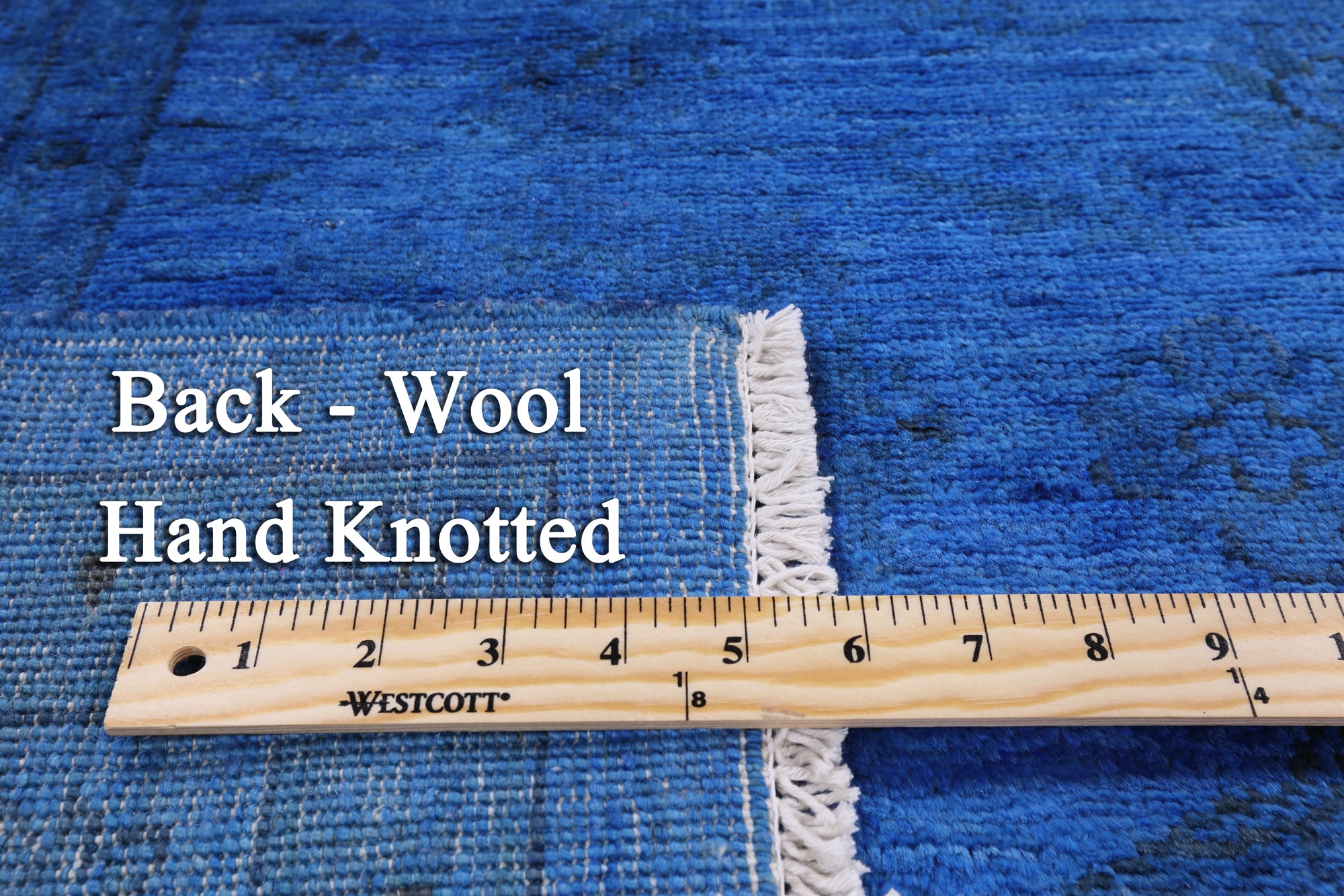 Blue Full Pile Overdyed Hand Knotted Wool Area Rug - 8' 3" X 9' 10" - Golden Nile