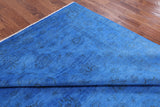 Blue Full Pile Overdyed Hand Knotted Wool Area Rug - 8' 3" X 9' 10" - Golden Nile
