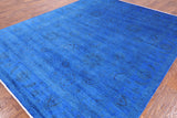 Blue Full Pile Overdyed Handmade Wool Area Rug - 8' 0" X 9' 10" - Golden Nile