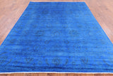 Blue Full Pile Overdyed Handmade Wool Area Rug - 8' 0" X 9' 10" - Golden Nile