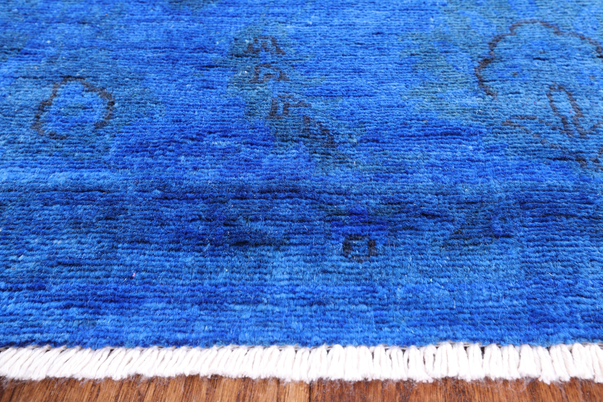 Blue Full Pile Overdyed Handmade Wool Area Rug - 8' 0" X 9' 10" - Golden Nile