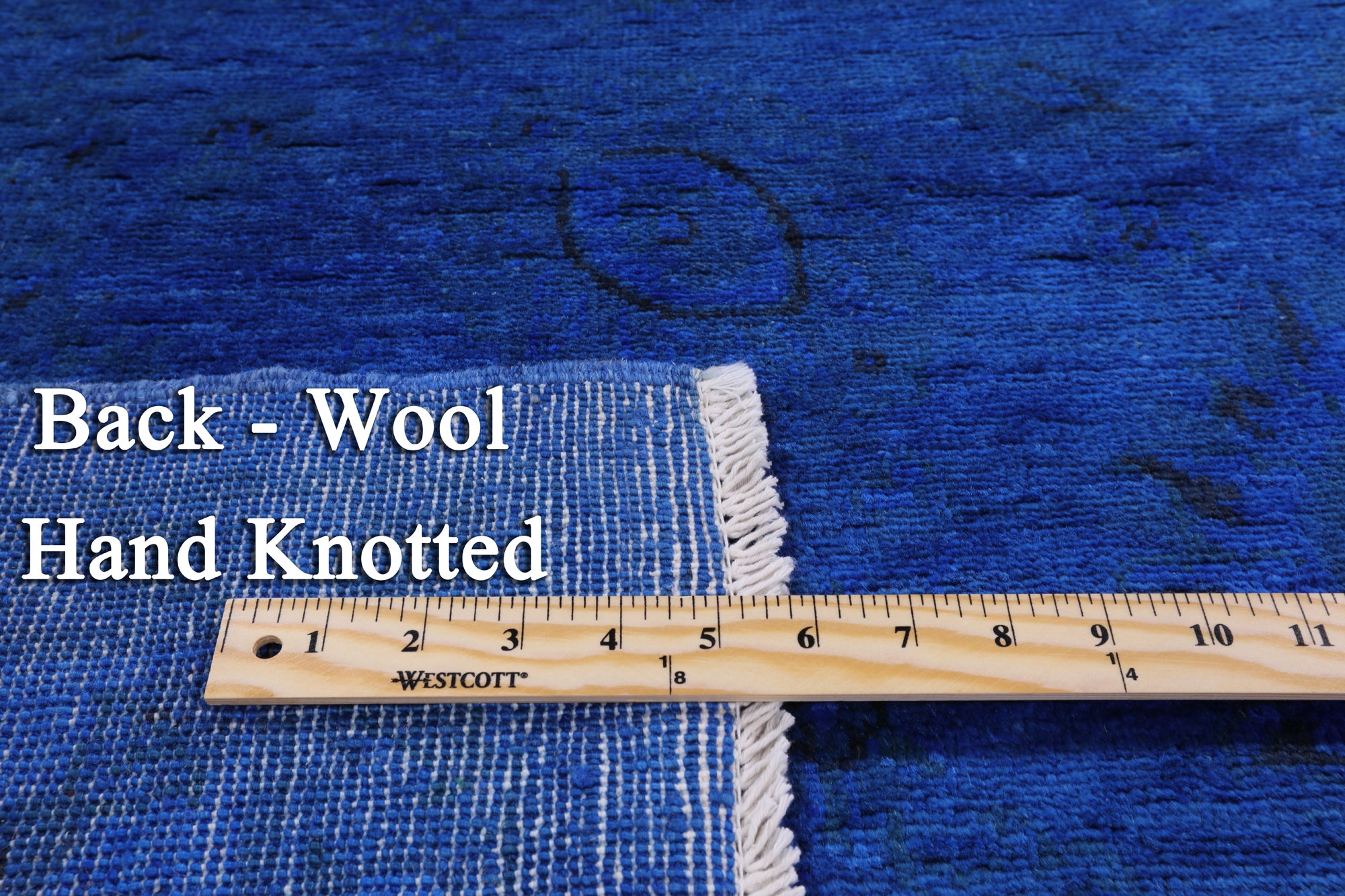 Blue Full Pile Overdyed Handmade Wool Area Rug - 8' 0" X 9' 10" - Golden Nile