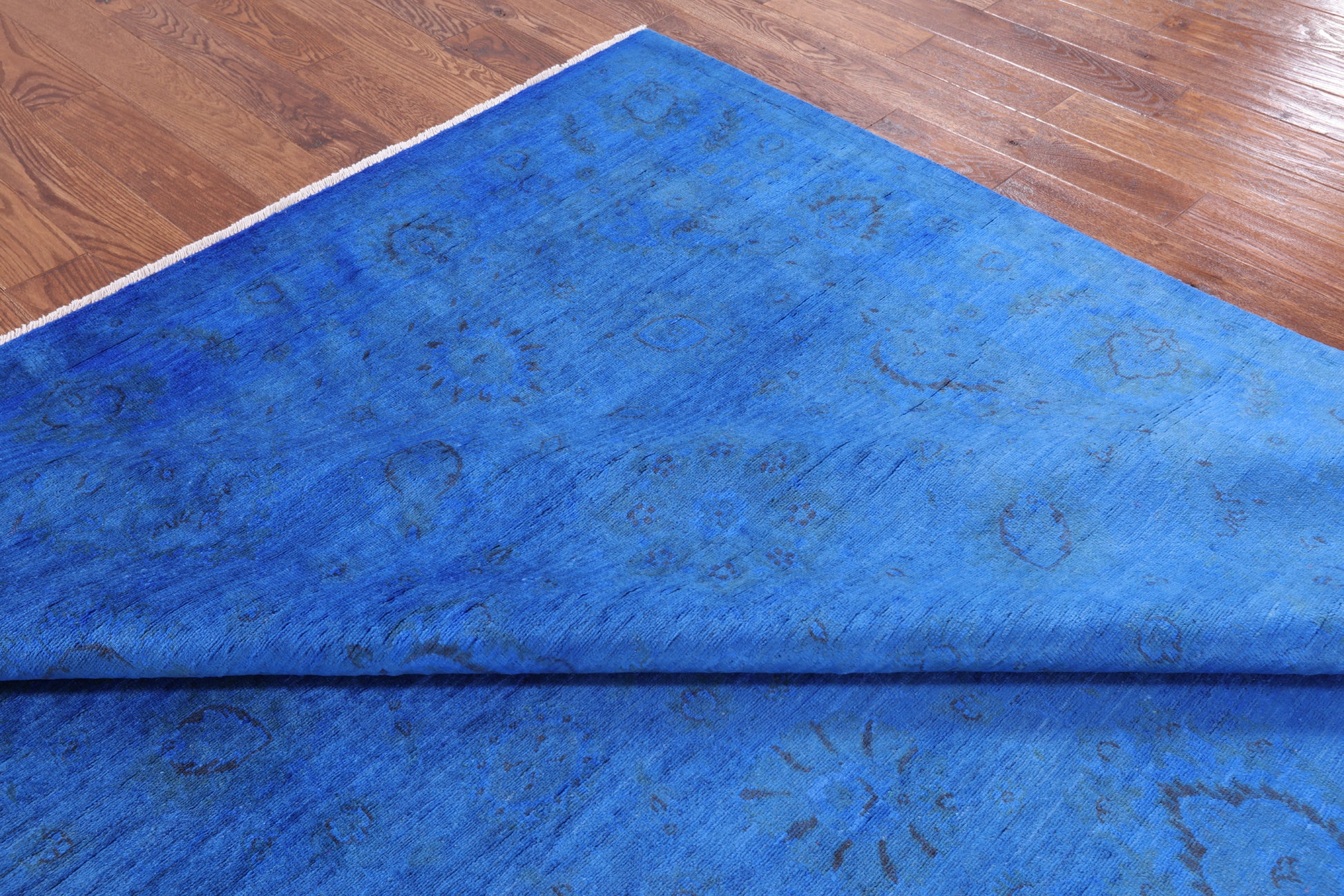 Blue Full Pile Overdyed Handmade Wool Area Rug - 8' 0" X 9' 10" - Golden Nile
