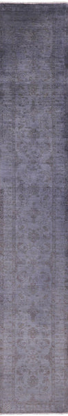 Overdyed Hand Knotted Oriental Full Pile Wool Runner Rug - 2' 8" X 12' 8" - Golden Nile