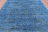 Blue Full Pile Overdyed Handmade Wool Area Rug - 8' 2" X 11' 4" - Golden Nile