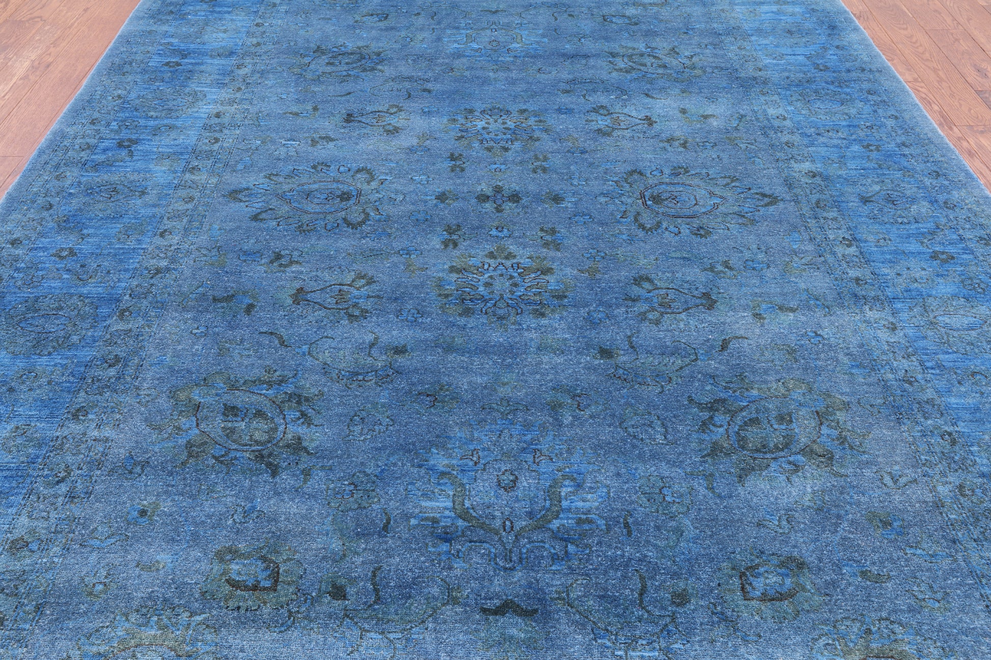 Blue Full Pile Overdyed Handmade Wool Area Rug - 8' 2" X 11' 4" - Golden Nile