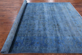 Blue Full Pile Overdyed Handmade Wool Area Rug - 8' 2" X 11' 4" - Golden Nile