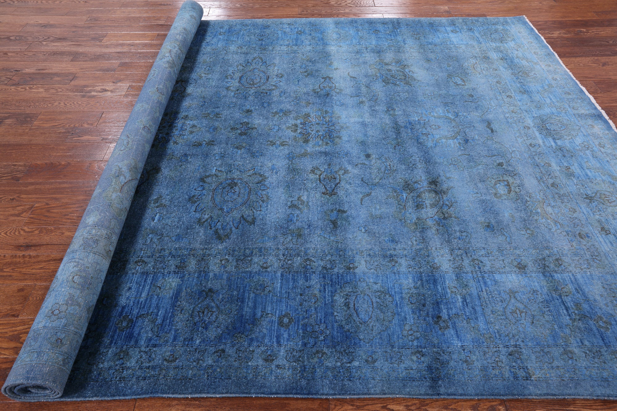 Blue Full Pile Overdyed Handmade Wool Area Rug - 8' 2" X 11' 4" - Golden Nile