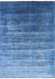 Blue Full Pile Overdyed Handmade Wool Area Rug - 8' 2" X 11' 4" - Golden Nile