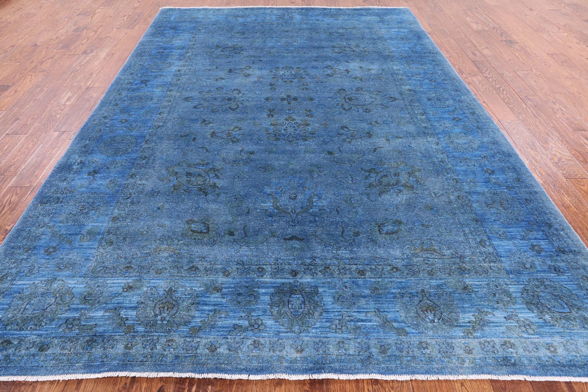 Blue Full Pile Overdyed Handmade Wool Area Rug - 8' 2" X 11' 4" - Golden Nile