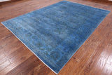 Blue Full Pile Overdyed Handmade Wool Area Rug - 8' 2" X 11' 4" - Golden Nile