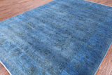 Blue Full Pile Overdyed Handmade Wool Area Rug - 8' 2" X 11' 4" - Golden Nile