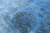 Blue Full Pile Overdyed Handmade Wool Area Rug - 8' 2" X 11' 4" - Golden Nile