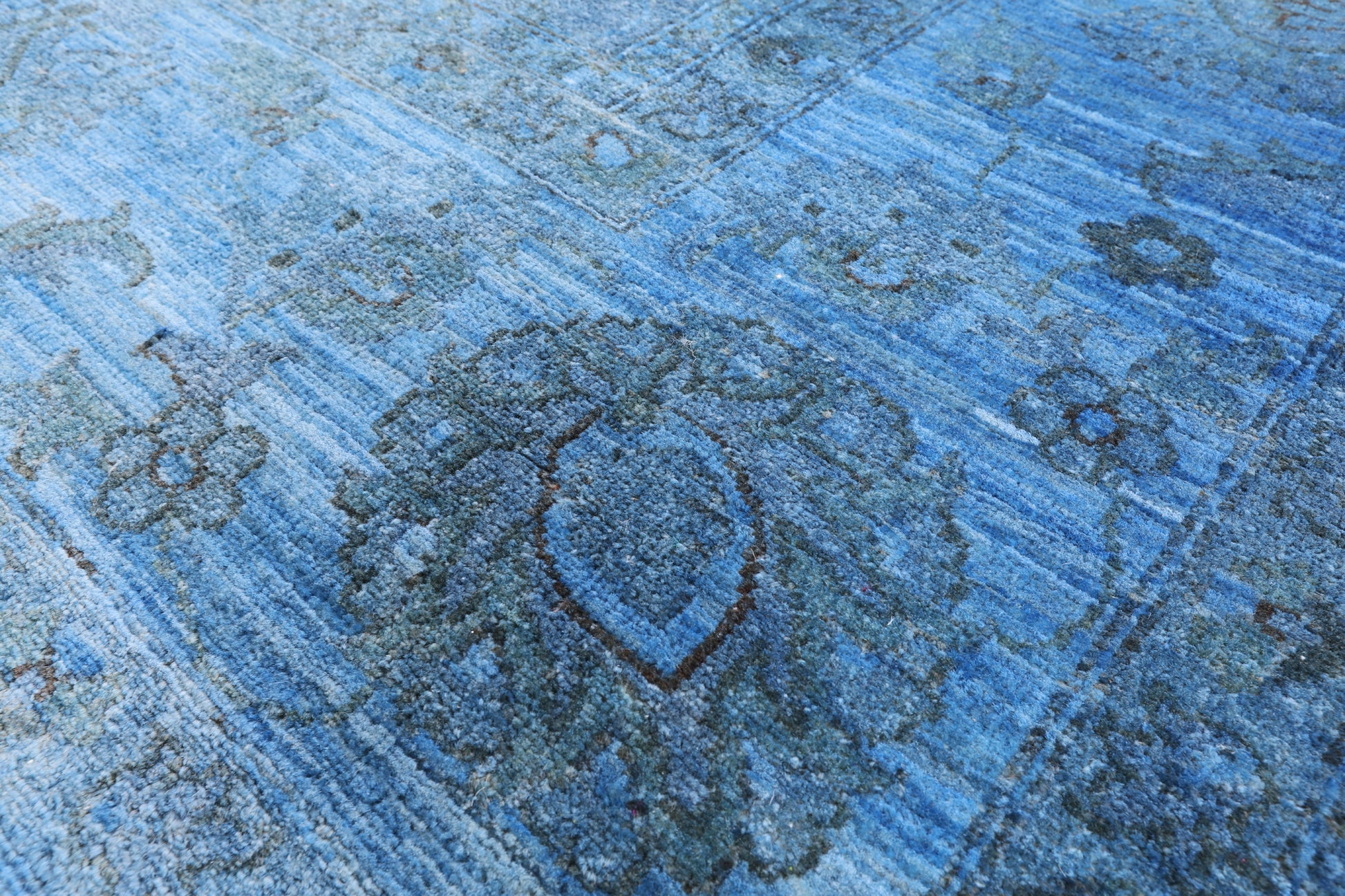 Blue Full Pile Overdyed Handmade Wool Area Rug - 8' 2" X 11' 4" - Golden Nile
