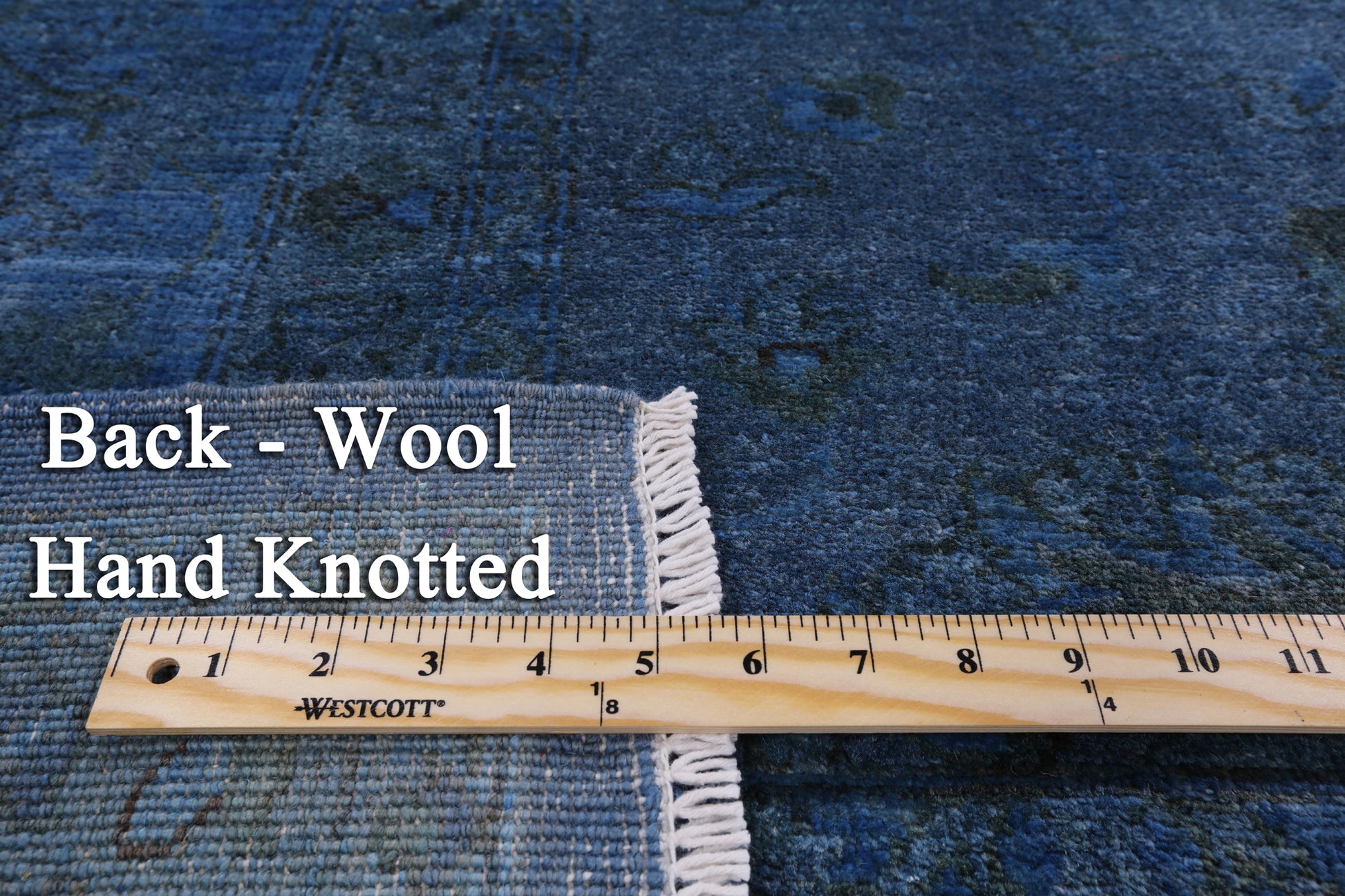 Blue Full Pile Overdyed Handmade Wool Area Rug - 8' 2" X 11' 4" - Golden Nile