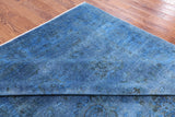 Blue Full Pile Overdyed Handmade Wool Area Rug - 8' 2" X 11' 4" - Golden Nile