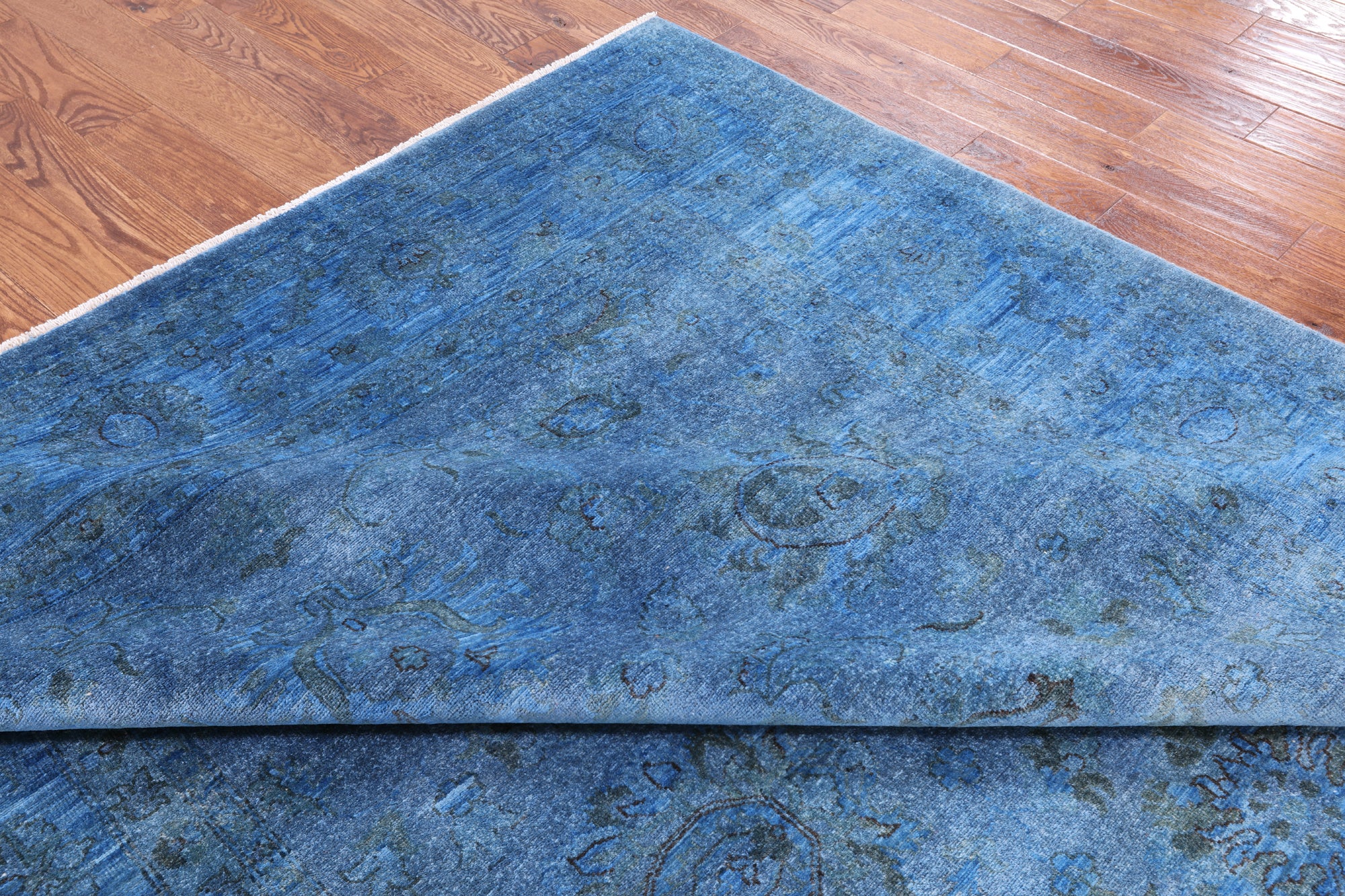 Blue Full Pile Overdyed Handmade Wool Area Rug - 8' 2" X 11' 4" - Golden Nile