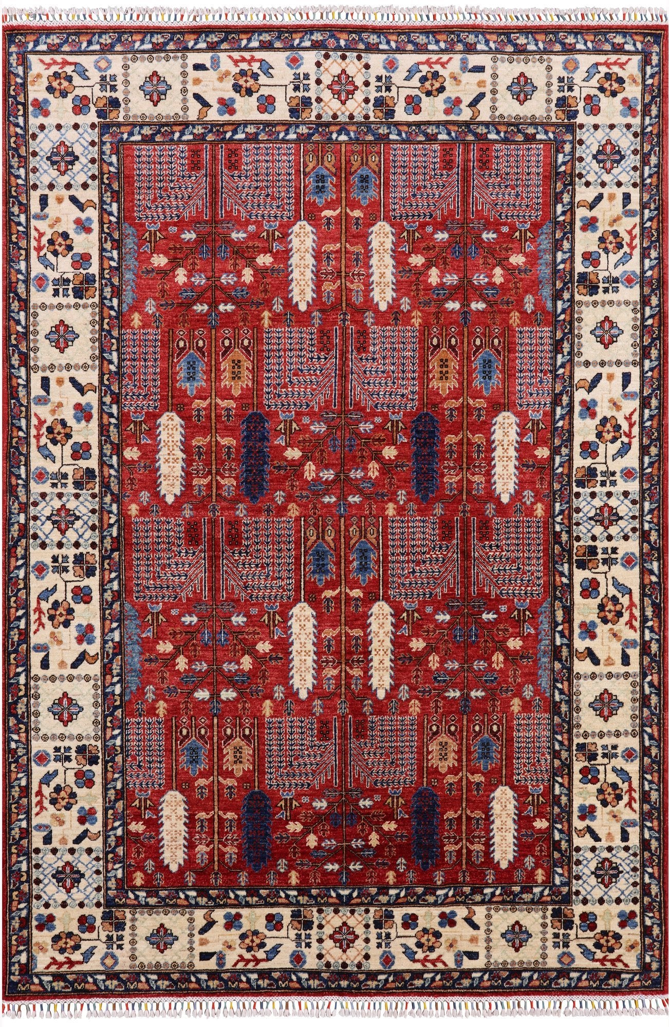 Red Persian Ziegler Handmade Wool Area Rug - 6' 3" X 9' 2" - Golden Nile