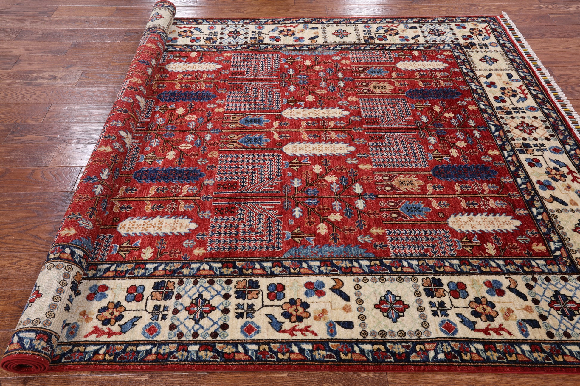 Red Persian Ziegler Handmade Wool Area Rug - 6' 3" X 9' 2" - Golden Nile