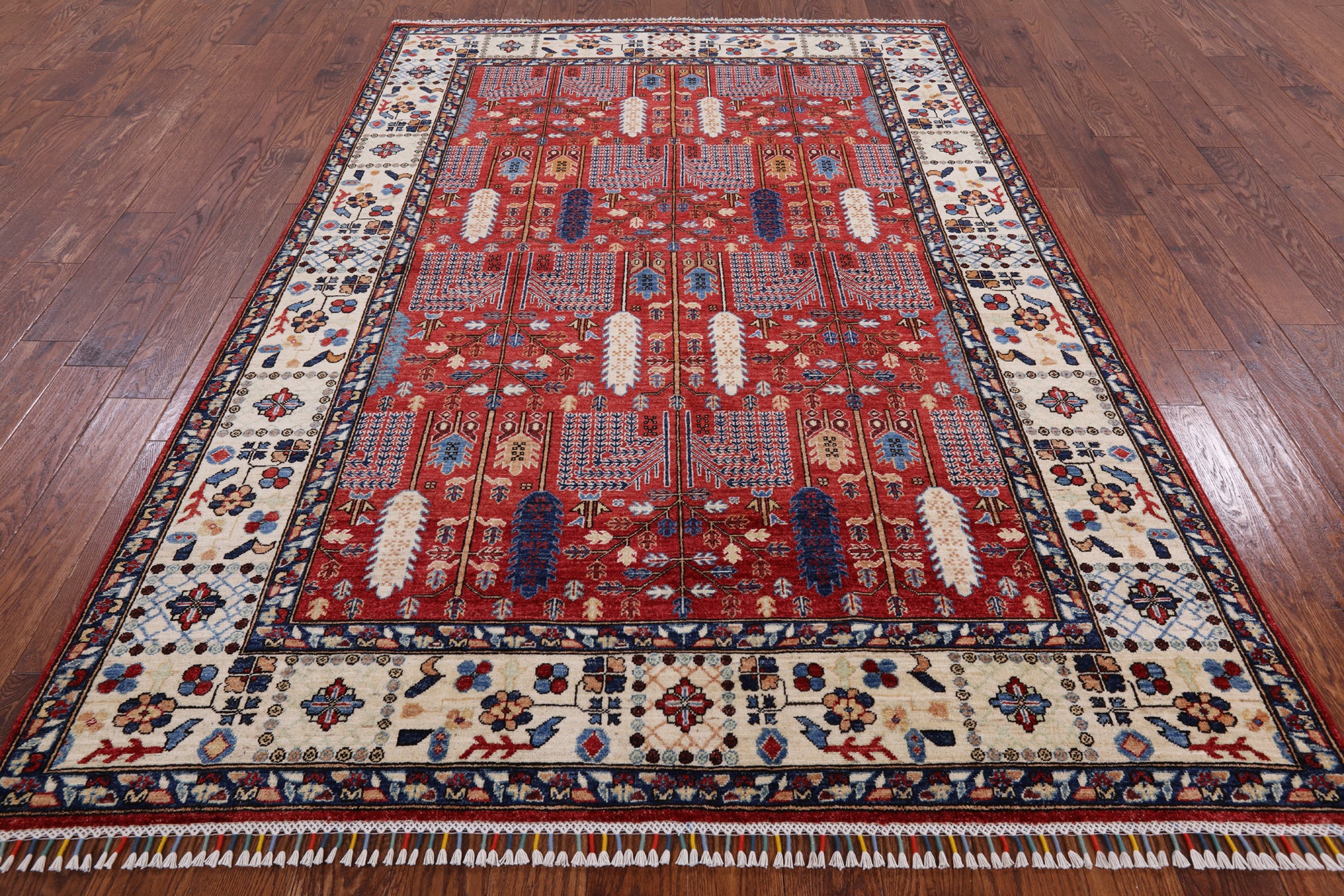 Red Persian Ziegler Handmade Wool Area Rug - 6' 3" X 9' 2" - Golden Nile