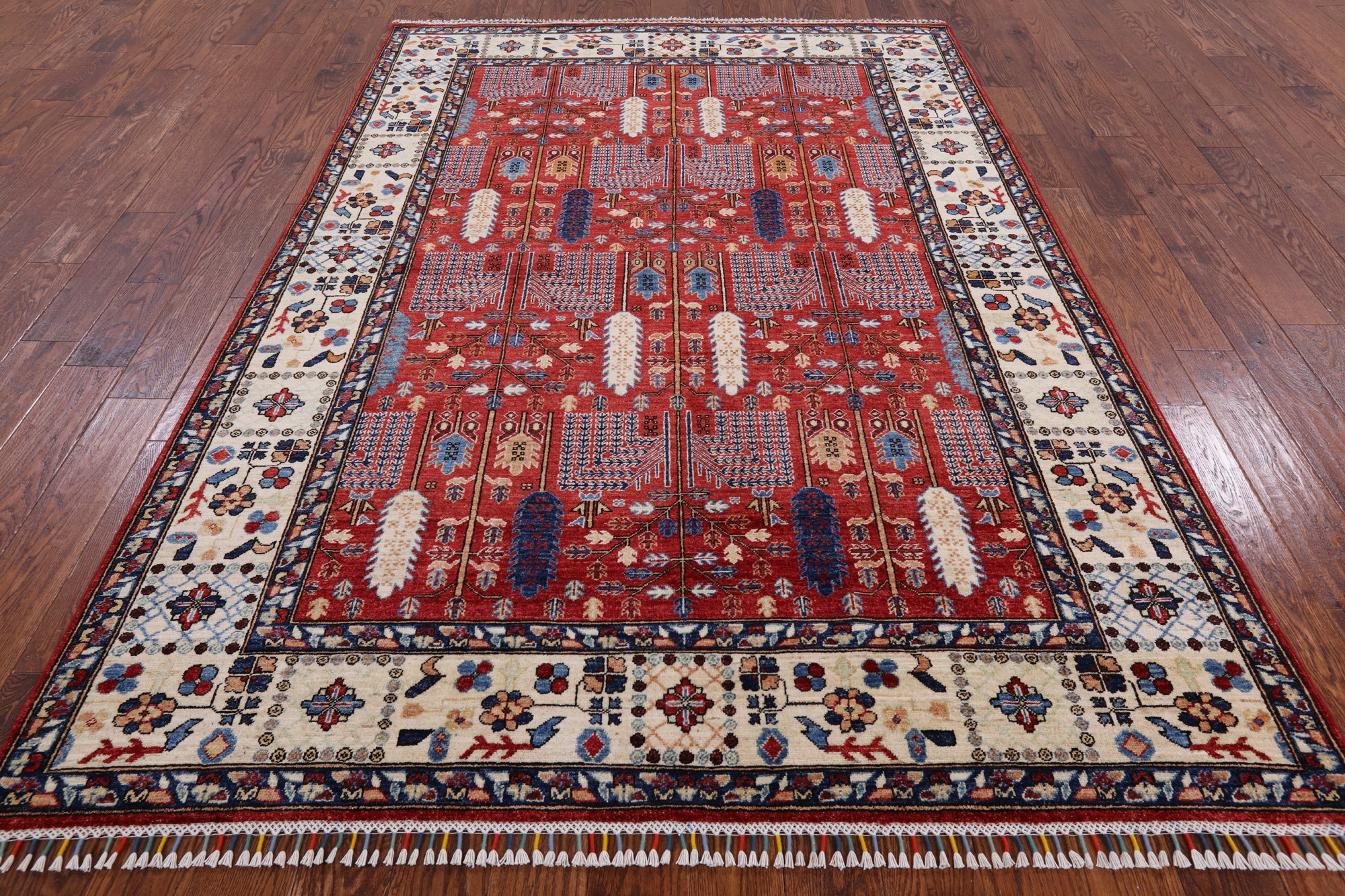 Red Persian Ziegler Handmade Wool Area Rug - 6' 3" X 9' 2" - Golden Nile