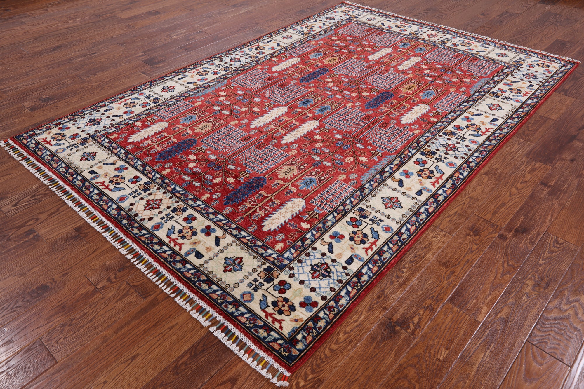 Red Persian Ziegler Handmade Wool Area Rug - 6' 3" X 9' 2" - Golden Nile