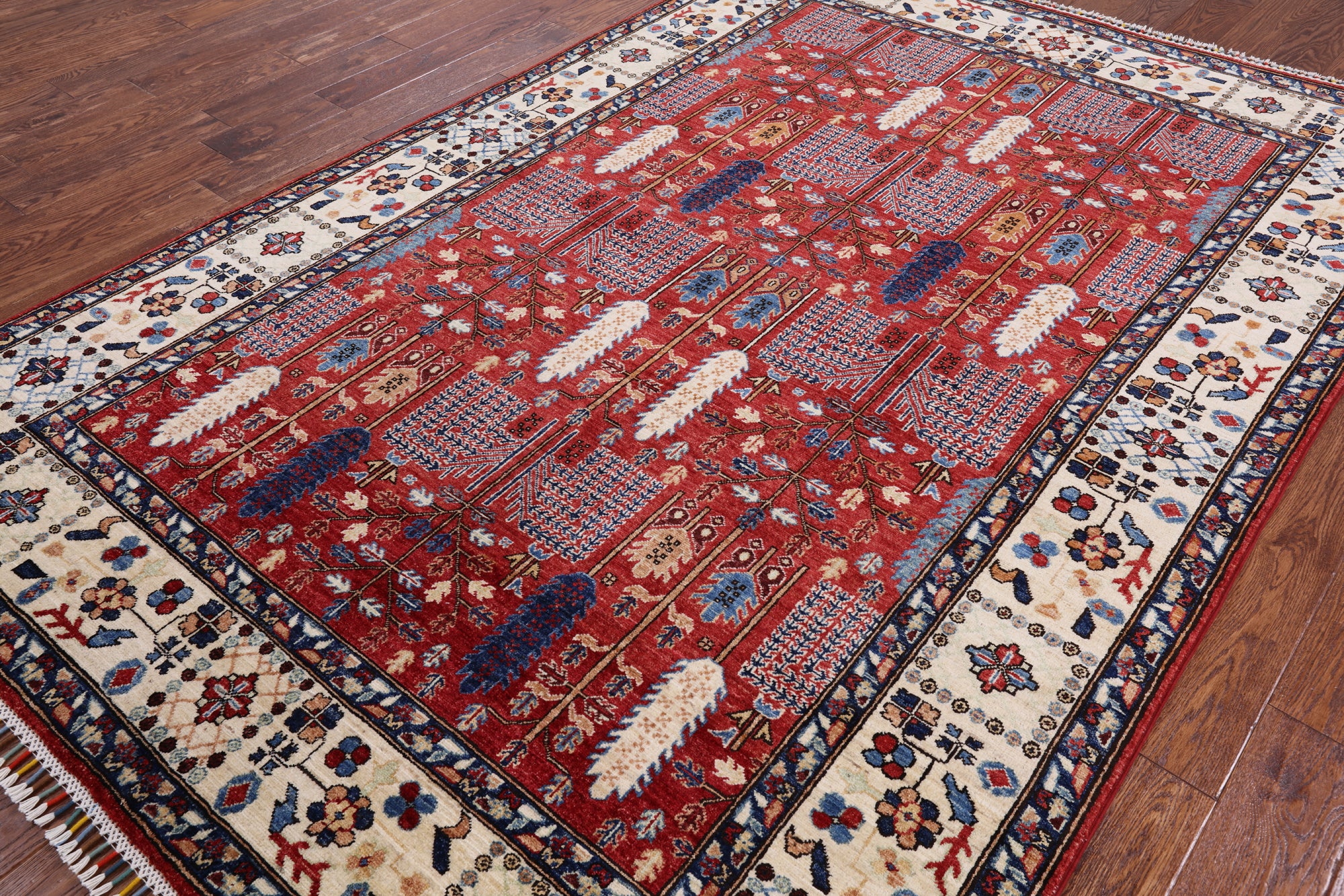 Red Persian Ziegler Handmade Wool Area Rug - 6' 3" X 9' 2" - Golden Nile